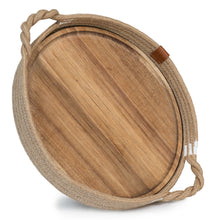 Load image into Gallery viewer, Decorative Tray with Removable Acacia Wood Plate (Jute Rope - Brown)