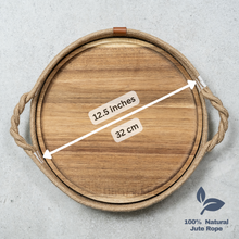 Load image into Gallery viewer, Decorative Tray with Removable Acacia Wood Plate (Jute Rope - Brown)