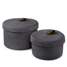 Load image into Gallery viewer, Set of Two Lidded Baskets - Dark Gray
