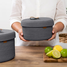 Load image into Gallery viewer, Set of Two Lidded Baskets - Dark Gray