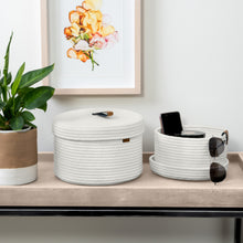 Load image into Gallery viewer, Set of Two Lidded Baskets - Ivory White