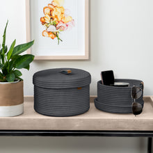 Load image into Gallery viewer, Set of Two Lidded Baskets - Dark Gray