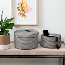 Load image into Gallery viewer, Set of Two Lidded Baskets - Light Gray