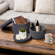 Load image into Gallery viewer, Set of Two Lidded Baskets - Dark Gray