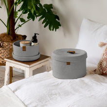 Load image into Gallery viewer, Set of Two Lidded Baskets - Light Gray