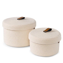 Load image into Gallery viewer, Set of Two Lidded Baskets - Off White DENJA & CO