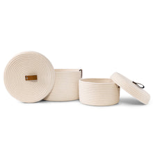 Load image into Gallery viewer, Set of Two Lidded Baskets - Off White DENJA & CO