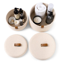 Load image into Gallery viewer, Set of Two Lidded Baskets - Off White DENJA & CO