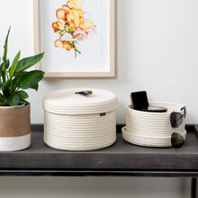 Load image into Gallery viewer, Set of Two Lidded Baskets - Off White DENJA & CO