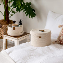 Load image into Gallery viewer, Set of Two Lidded Baskets - Off White DENJA & CO