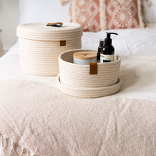 Load image into Gallery viewer, Set of Two Lidded Baskets - Off White DENJA & CO