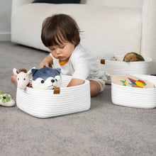 Load image into Gallery viewer, Set of Three Rectangle Baskets - White DENJA & CO