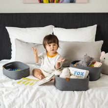 Load image into Gallery viewer, Set of Three Rectangle Baskets - Charcoal Gray DENJA & CO