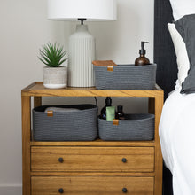 Load image into Gallery viewer, Set of Three Rectangle Baskets - Charcoal Gray DENJA & CO
