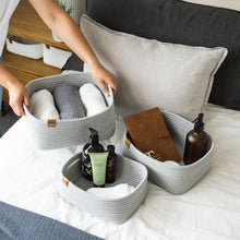 Load image into Gallery viewer, Set of Three Rectangle Baskets - Light Gray DENJA & CO