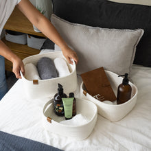 Load image into Gallery viewer, Set of Three Rectangle Baskets - White DENJA & CO