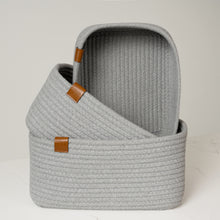 Load image into Gallery viewer, Set of Three Rectangle Baskets - Light Gray DENJA & CO