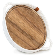 Load image into Gallery viewer, Decorative Tray with Removable Acacia Wood Plate (Cotton Rope - Off White)
