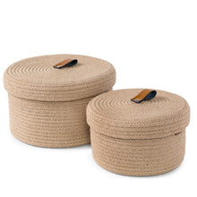 Load image into Gallery viewer, Set of Two Lidded Baskets - Jute Rope DENJA &amp; CO
