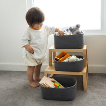 Load image into Gallery viewer, Set of Three Rectangle Baskets - Charcoal Gray DENJA &amp; CO
