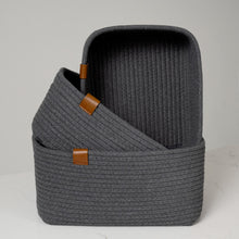 Load image into Gallery viewer, Set of Three Rectangle Baskets - Charcoal Gray DENJA &amp; CO
